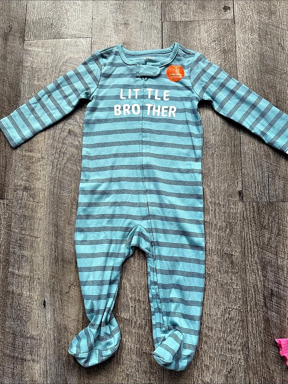 Carter's Just One You Little Brother Striped Footed Sleep & Play Footie Blue